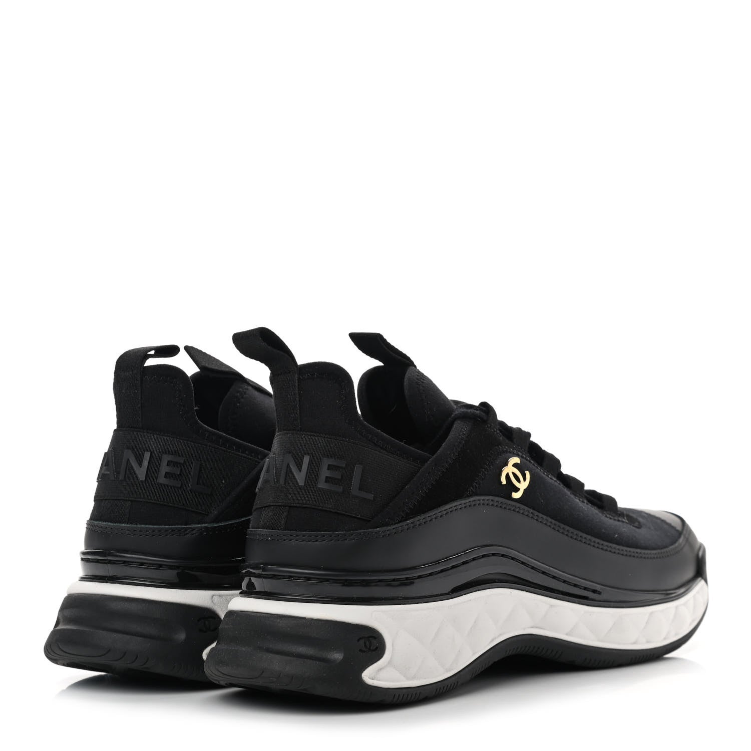 Chanel Velvet Calfskin Mixed Fibers CC Sneakers 40 Black 4 of 10