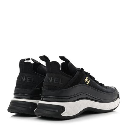Chanel Velvet Calfskin Mixed Fibers CC Sneakers 40 Black 4 of 10