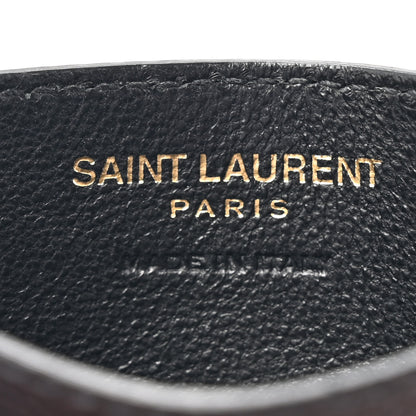 Saint Laurent Grain De Poudre Matelasse Chevron Monogram Credit Card Case Black 6 of 11