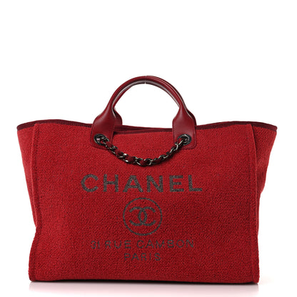 Chanel Lurex Boucle Medium Deauville Tote Red 1 of 10