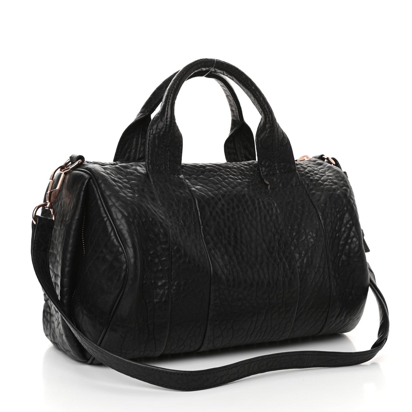 Pebbled Lambskin Rocco Black Rose Gold Hardware