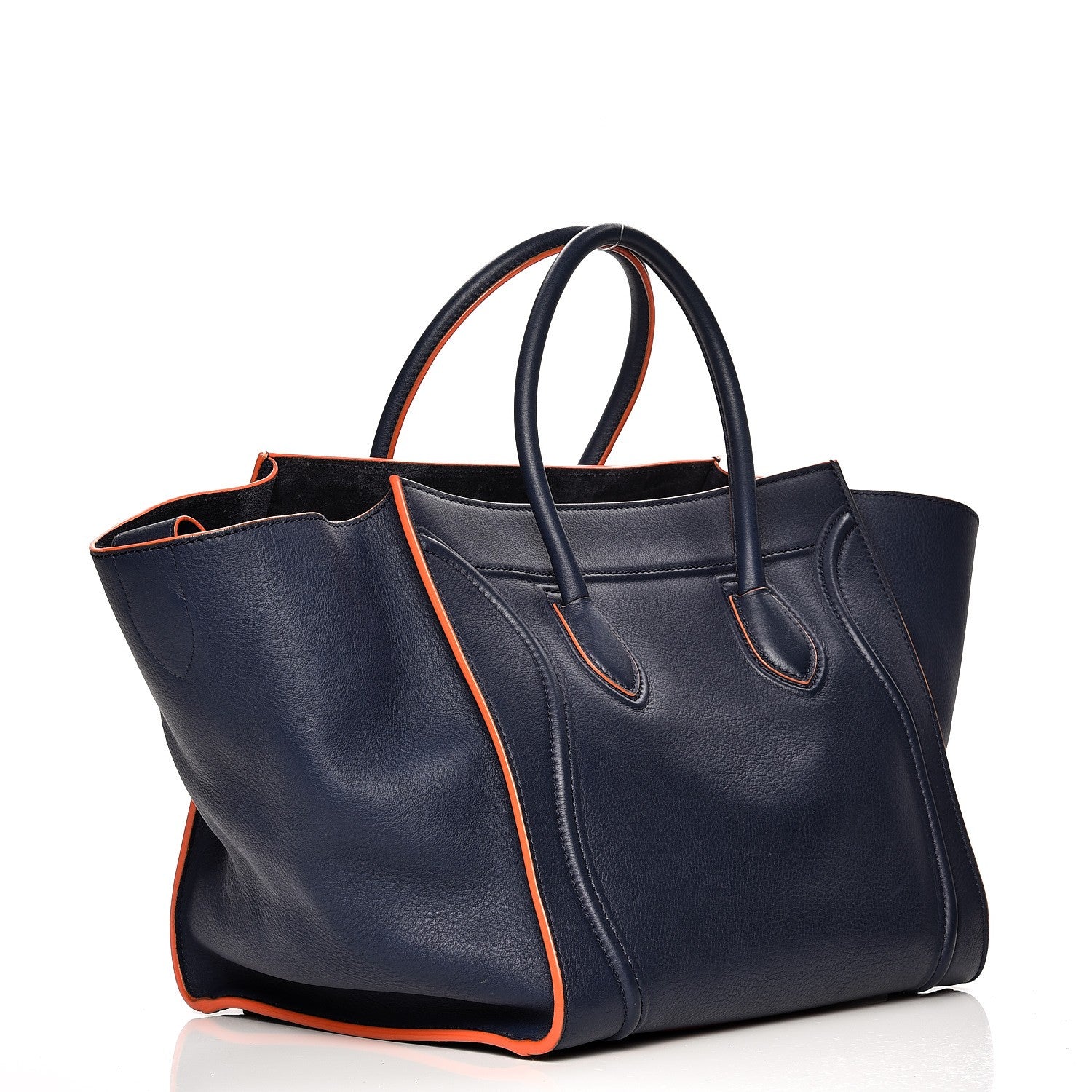 Celine Supple Calfskin Large Phantom Luggage Navy Blue Orange 3 of 13