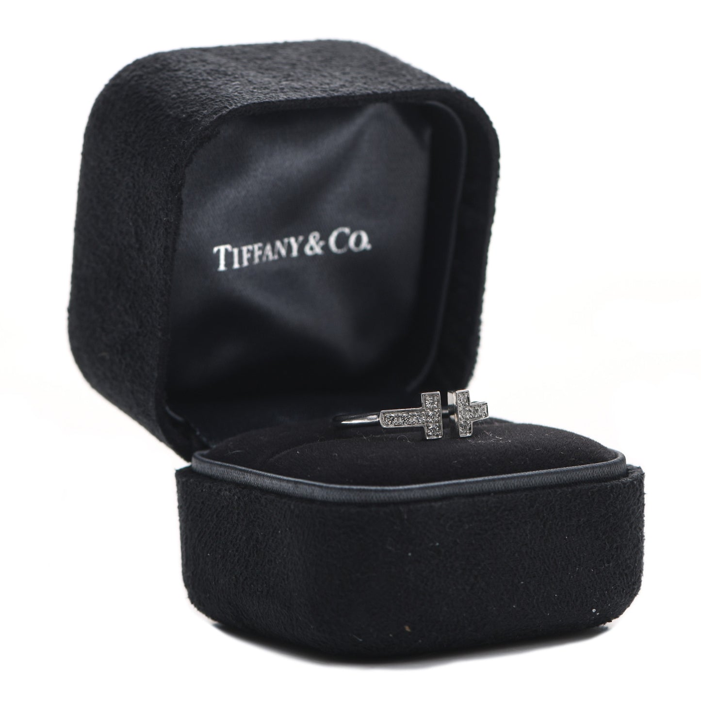 18K White Gold Diamond T Wire Ring 51 5.75
