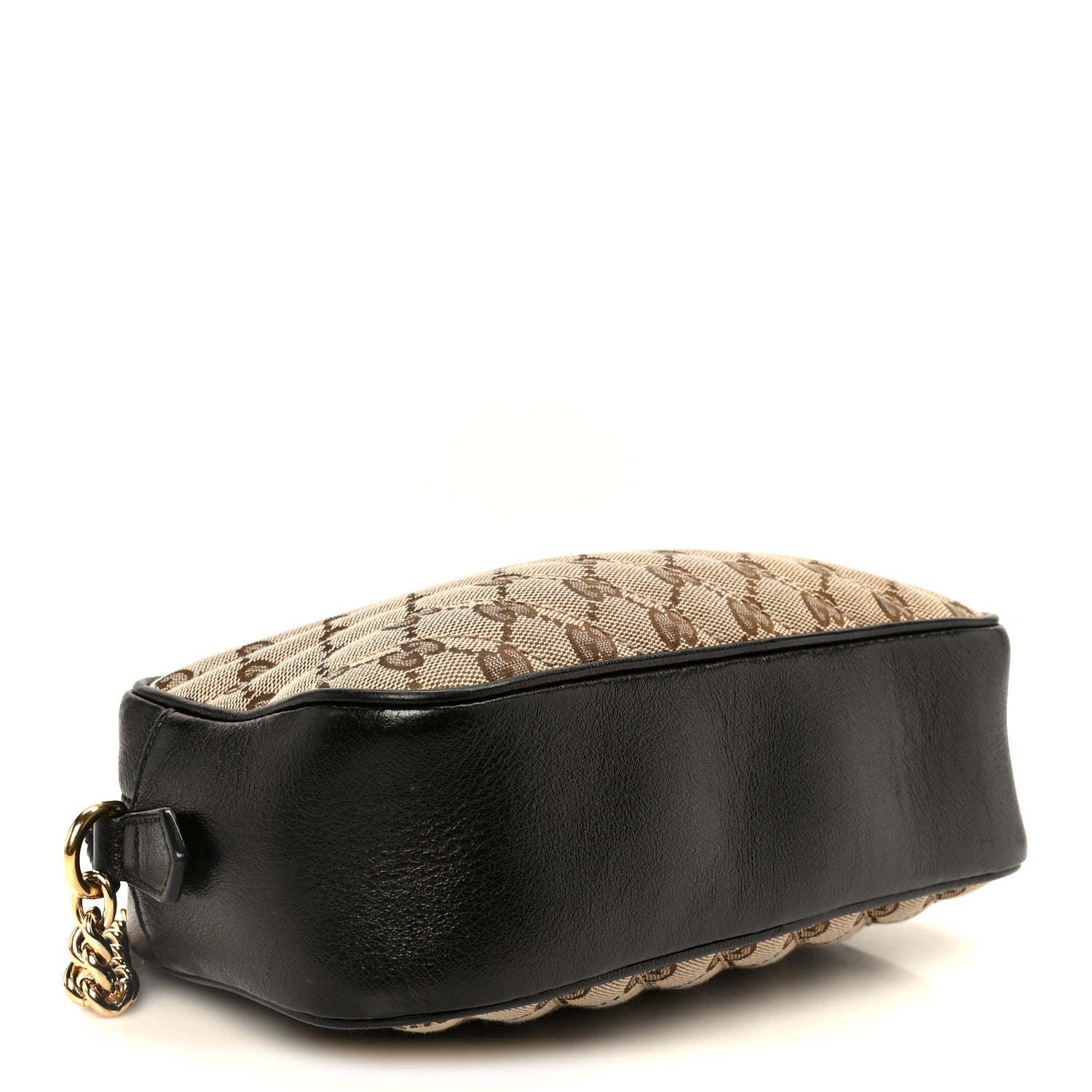 Gucci Monogram Matelasse Diagonal Small GG Marmont Chain Shoulder Bag Beige Black 4 of 11