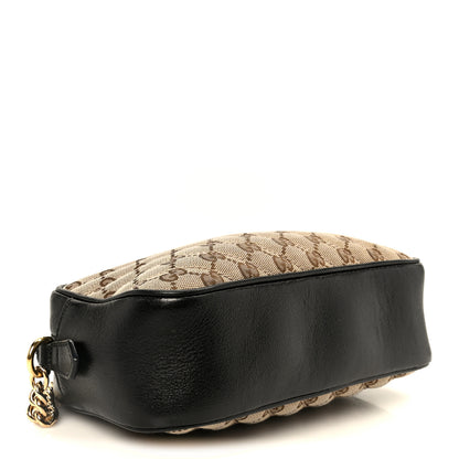 Gucci Monogram Matelasse Diagonal Small GG Marmont Chain Shoulder Bag Beige Black 4 of 11