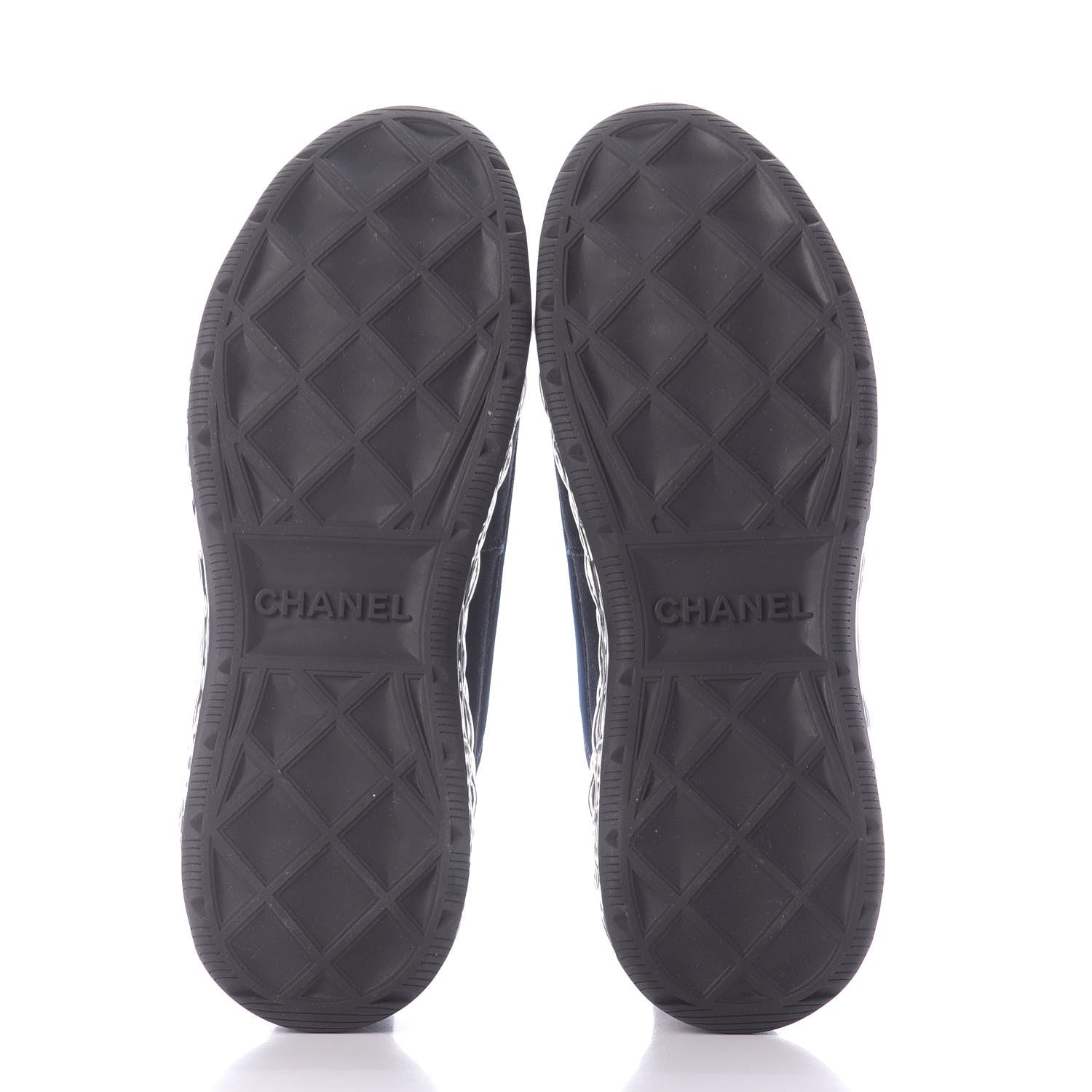Chanel Suede Calfskin Velvet Grosgrain CC Sneakers 41 Navy Blue Black 6 of 11