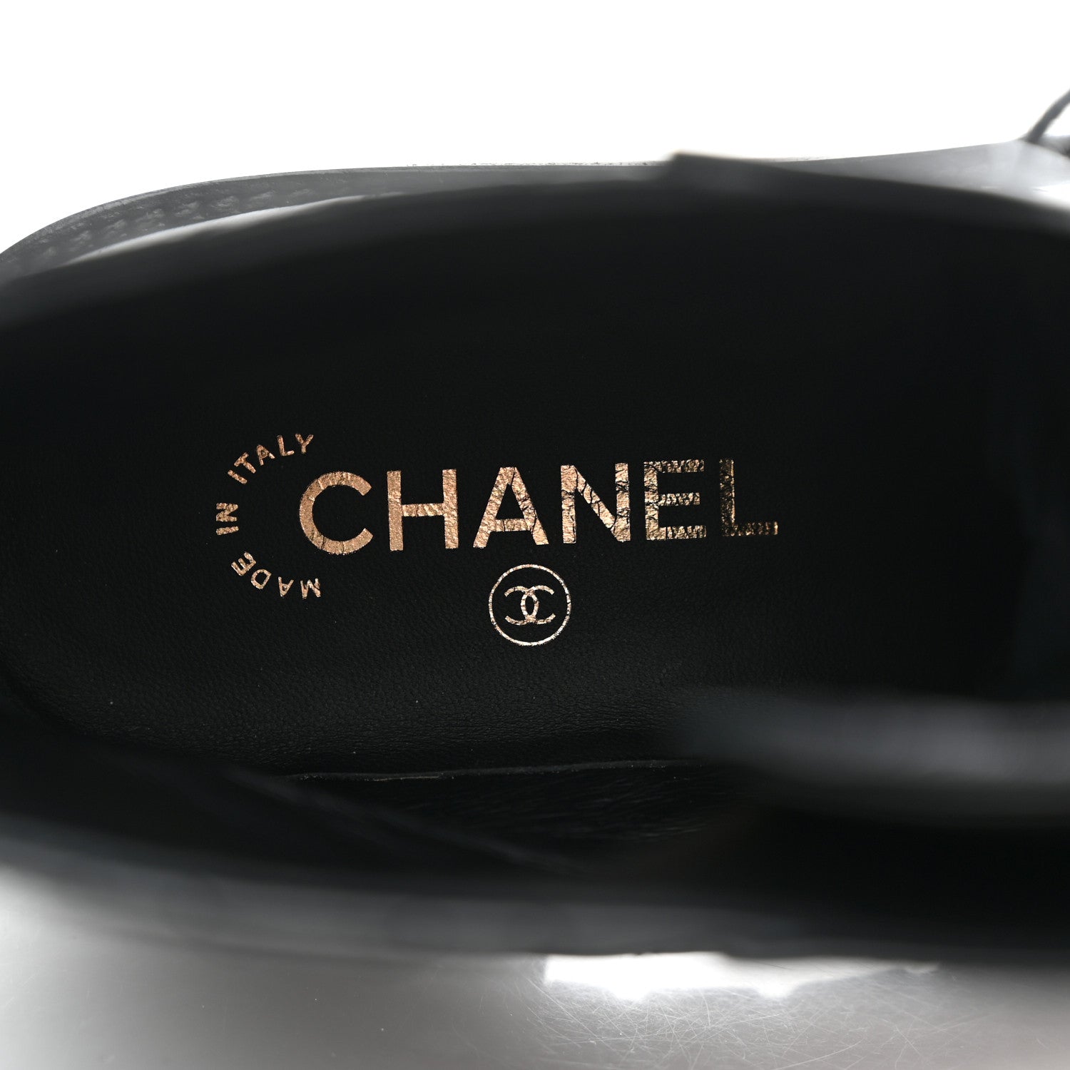 Chanel Shiny Lambskin Quilted Lace Up Combat Boots 39 Black 9 of 11