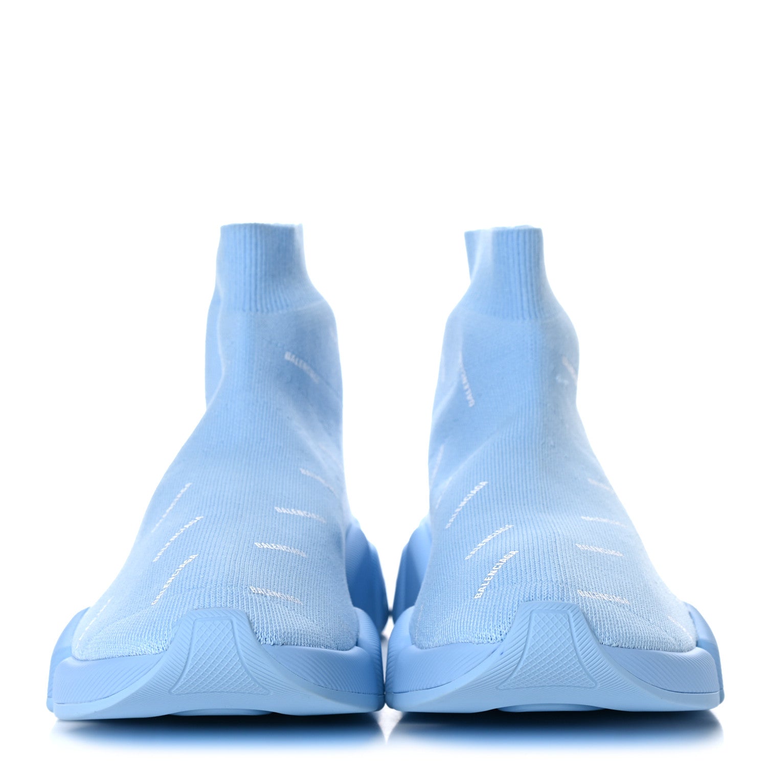 Balenciaga Technical 3D Recycled Knit Allover Logo Womens Speed 2.0 Sneakers 39 Soft Blue White 2 of 9