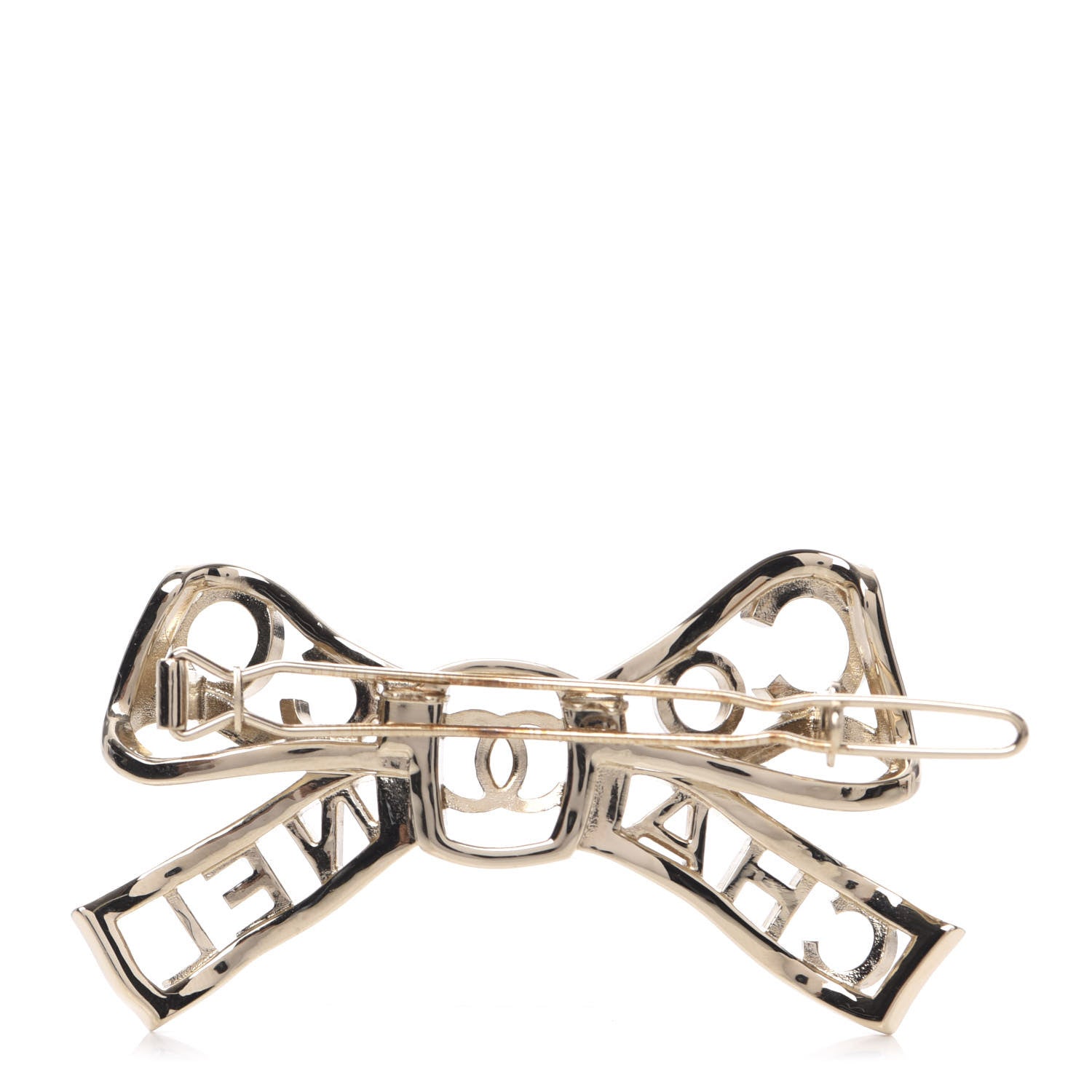 Chanel Metal Crystal Bow-tiful CC Hair Clip Gold 2 of 5