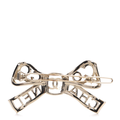 Chanel Metal Crystal Bow-tiful CC Hair Clip Gold 2 of 5