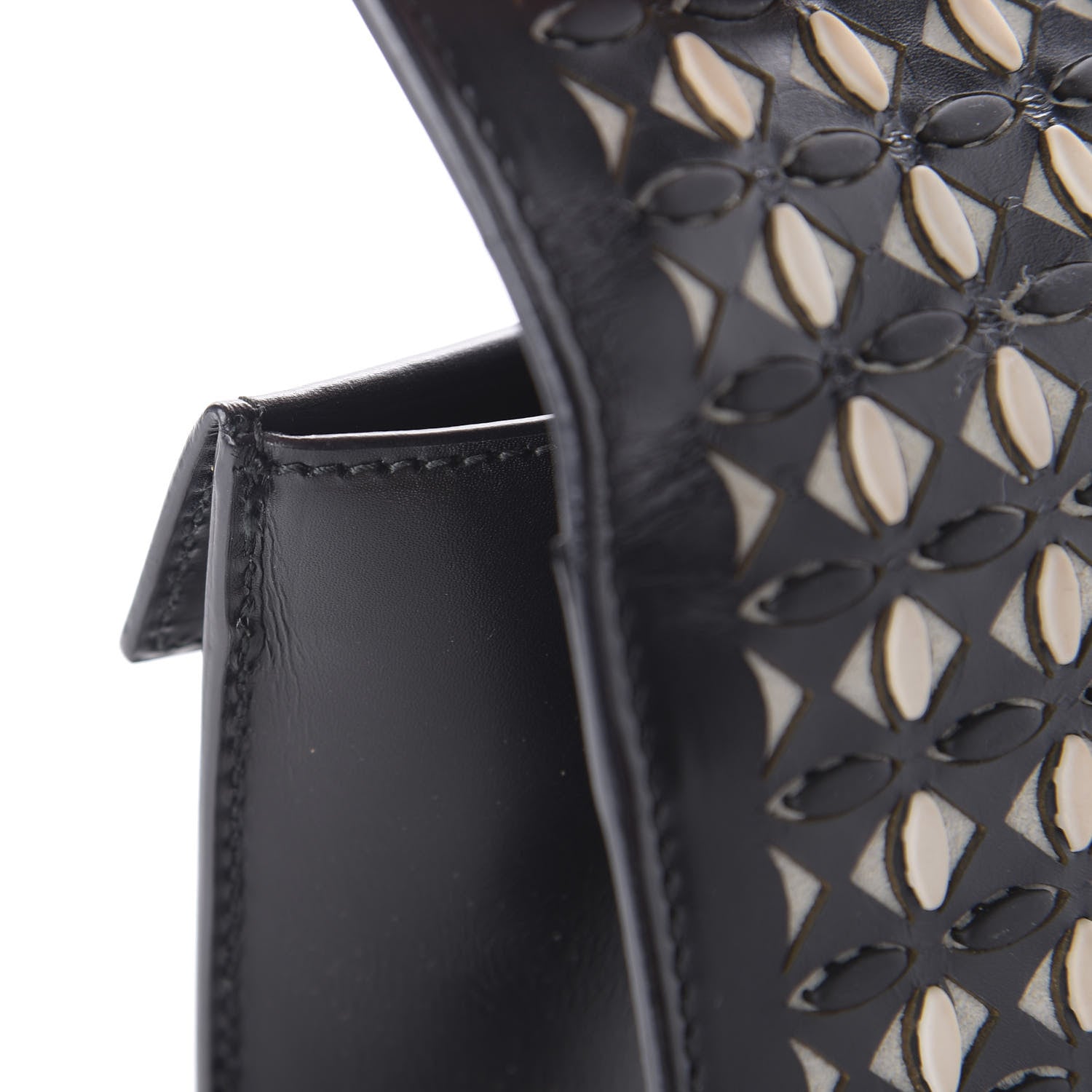 Alaia Calfskin Laser Cut Clutch Black White 12 of 12