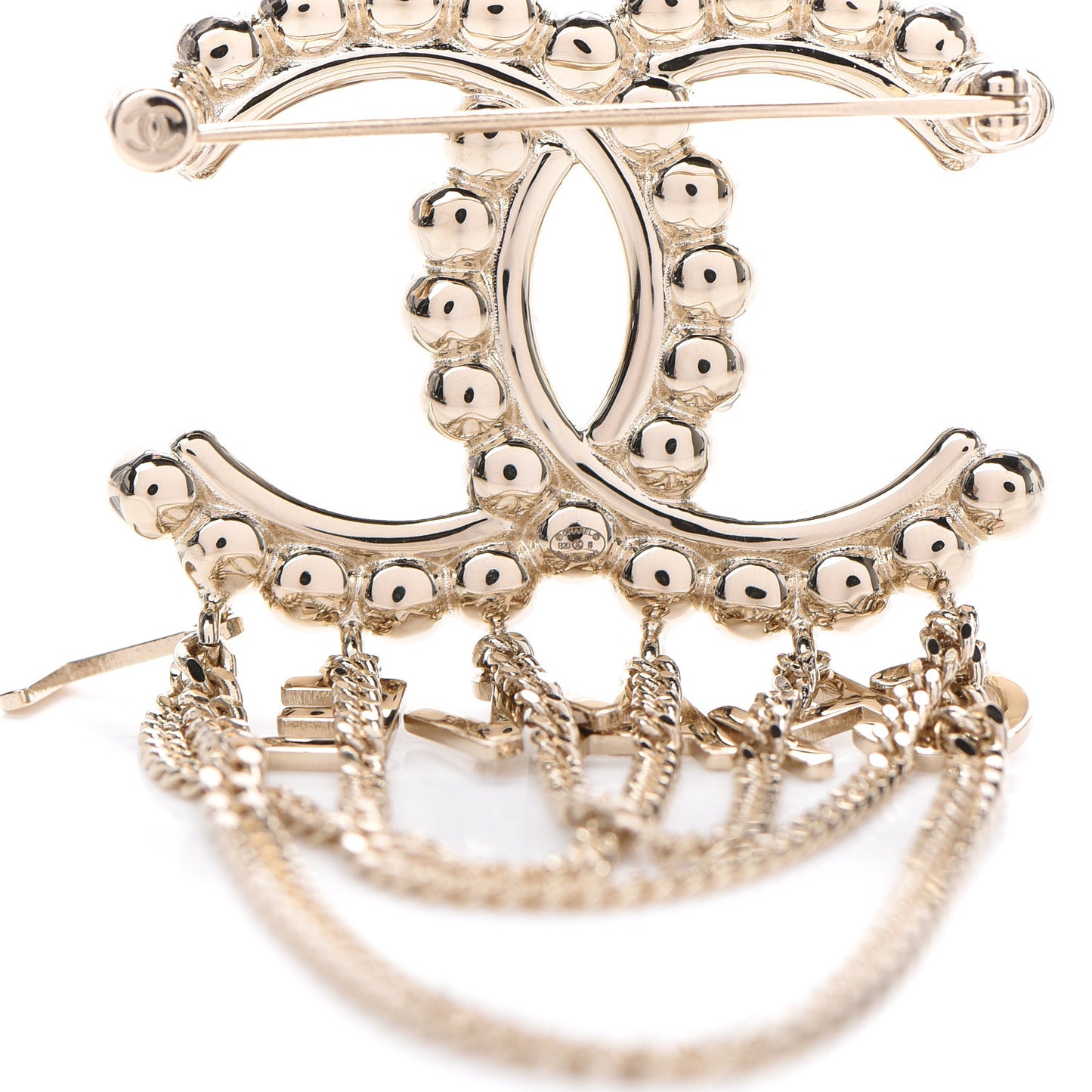 Metal Crystal Bow-tiful CC Chain Brooch Gold