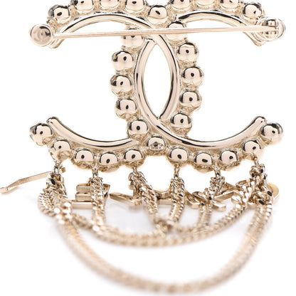 Chanel Metal Crystal Bow-tiful CC Chain Brooch Gold 3 of 4