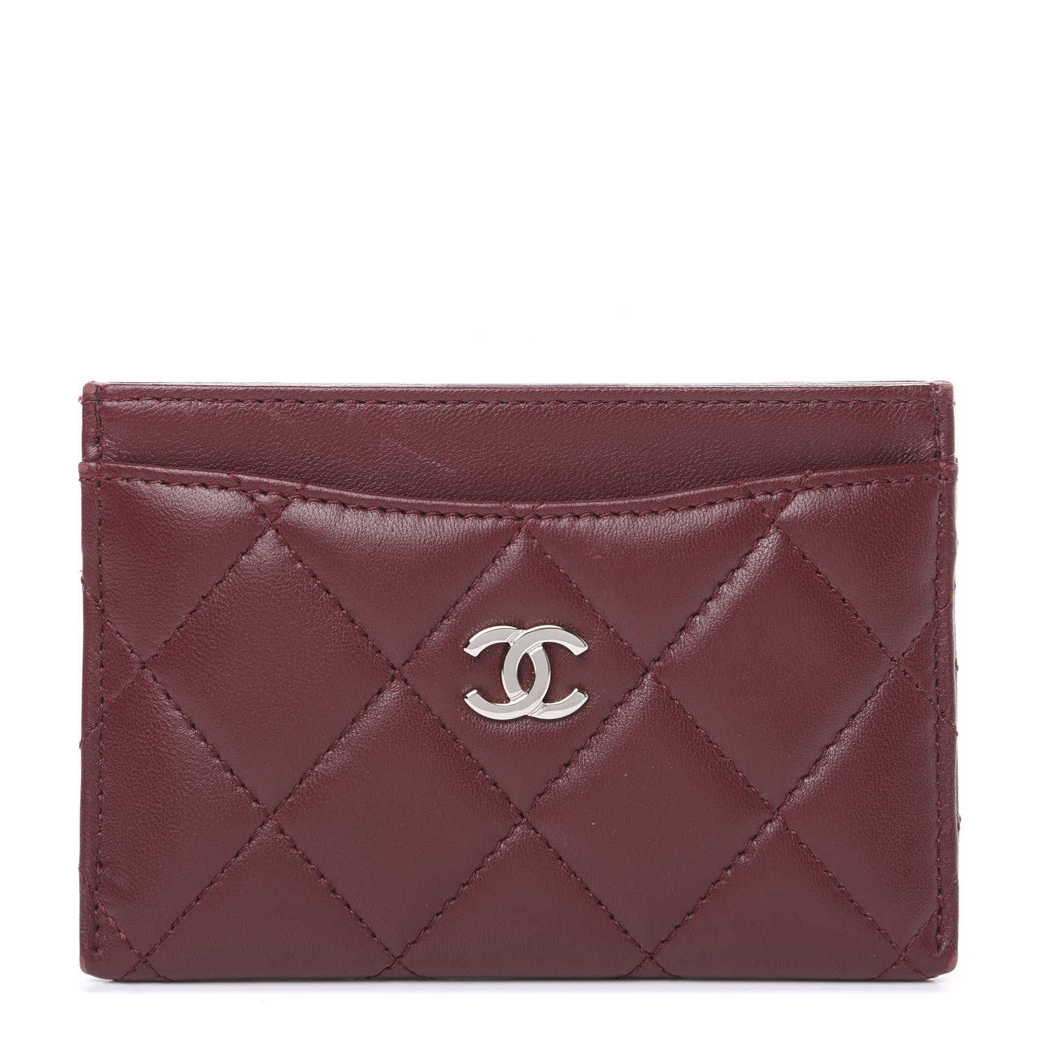 Chanel Lambskin Quilted Card Holder Burgundy 1 of 11