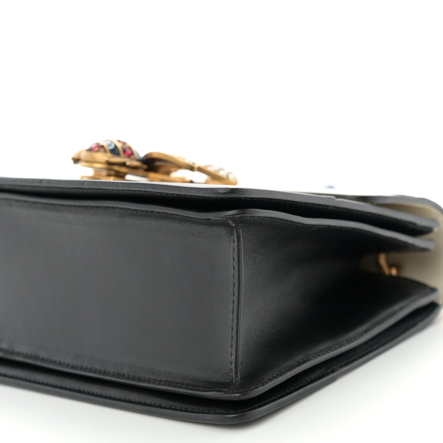 Calfskin Sylvie Web Small Queen Margaret Top Handle Bag Black White