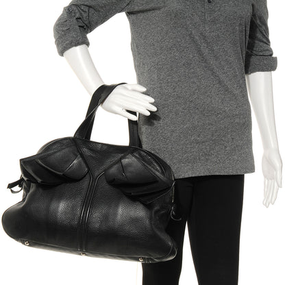 Saint Laurent Pebbled Leather Large Y Bow Tote Black 2 of 8