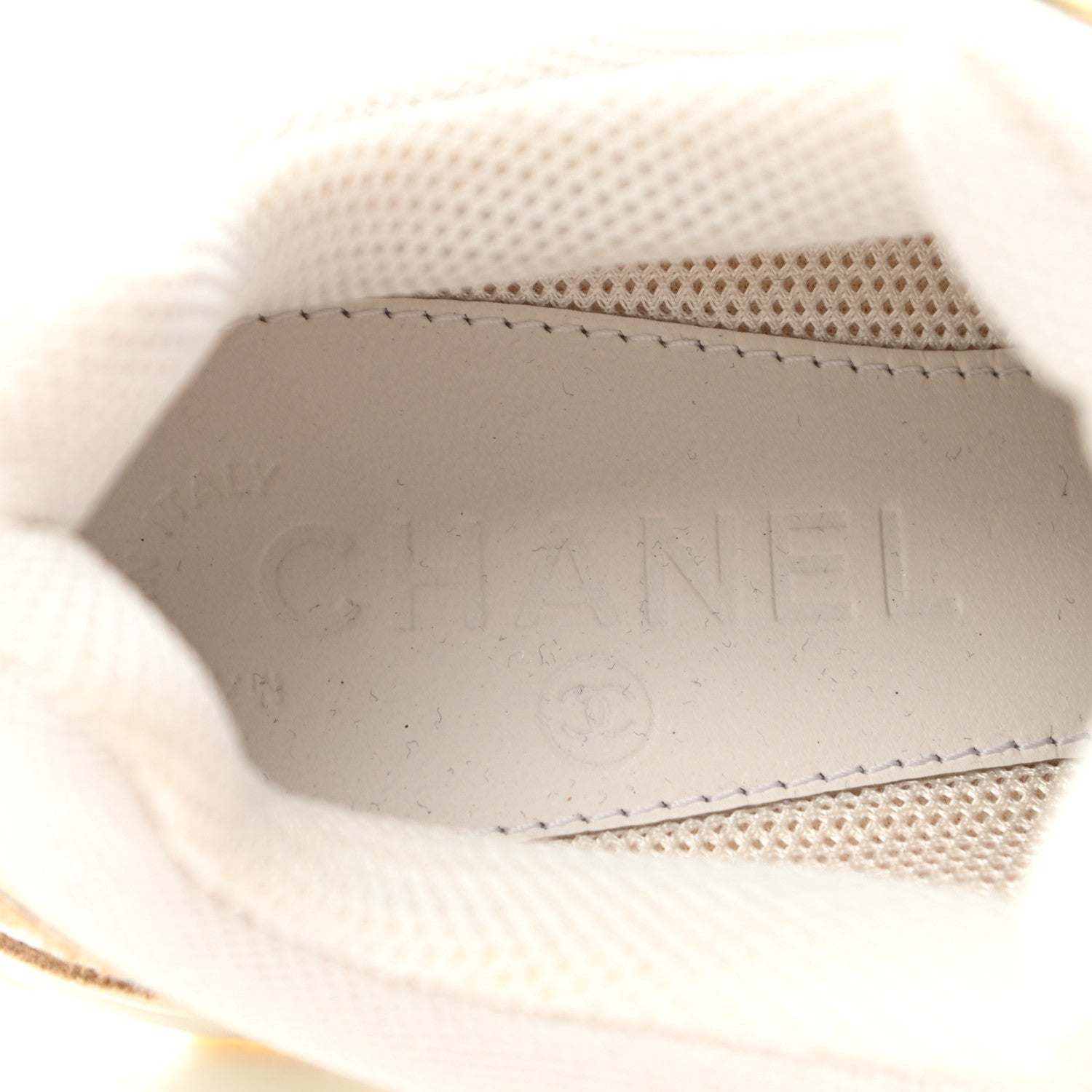 Chanel Suede Calfskin CC Sneakers 36.5 Beige Gold 7 of 8