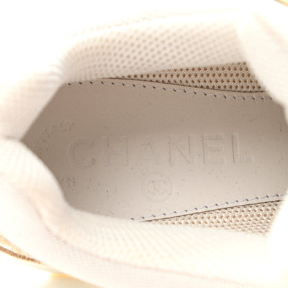 Chanel Suede Calfskin CC Sneakers 36.5 Beige Gold 7 of 8