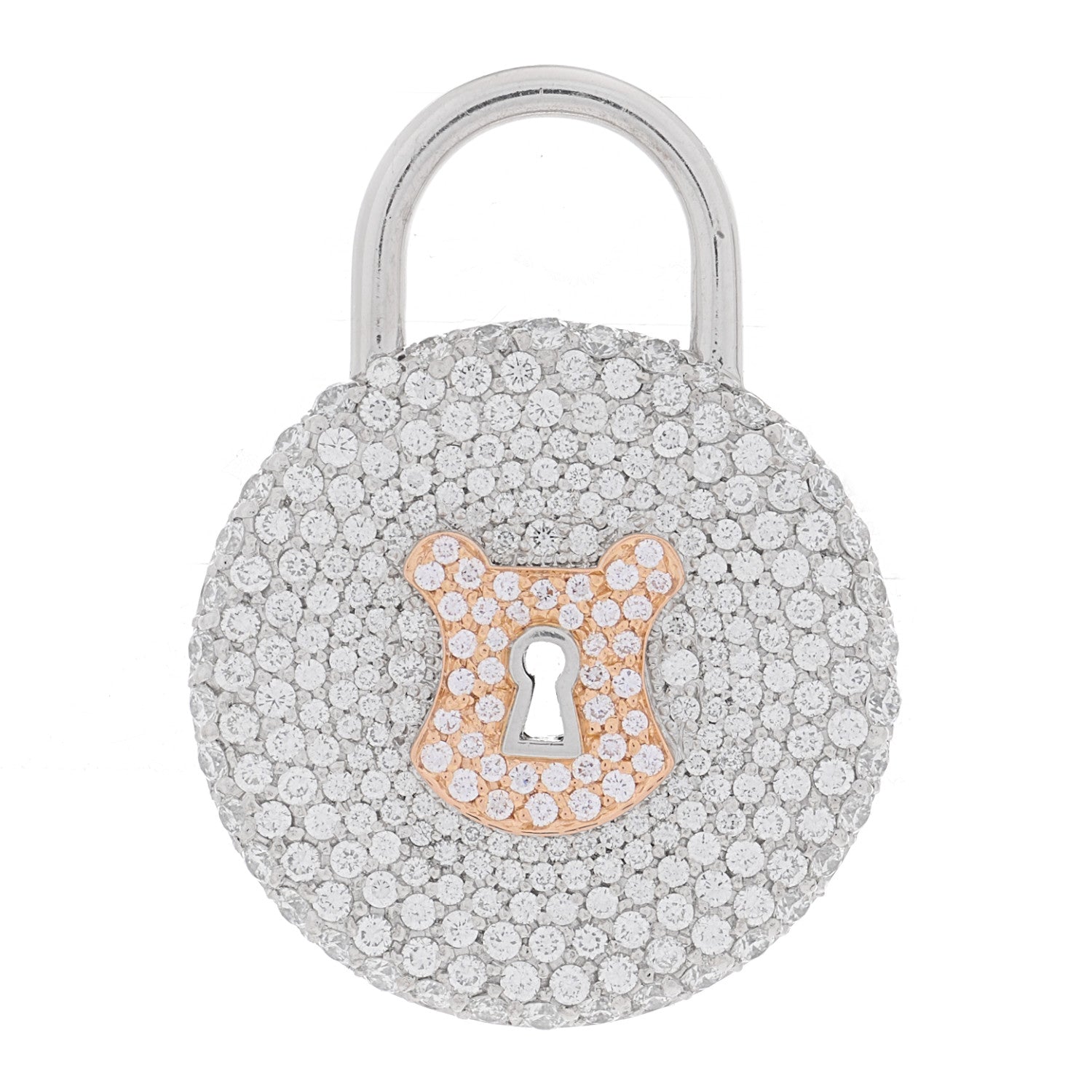 Tiffany Platinum 18K Rose Gold Diamond Vintage Lock Pendant 1 of 4