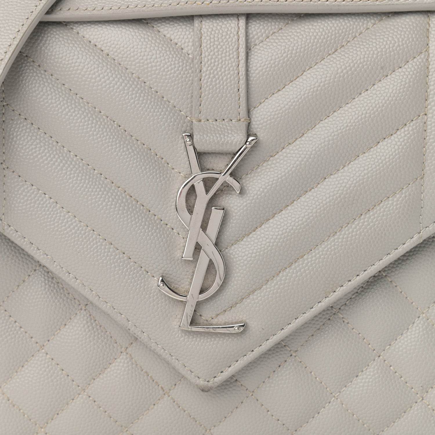 Saint Laurent Grain De Poudre Textured Mixed Matelasse Medium Triquilt Monogram Satchel Granite 8 of 18
