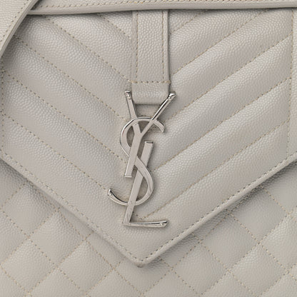Saint Laurent Grain De Poudre Textured Mixed Matelasse Medium Triquilt Monogram Satchel Granite 8 of 18