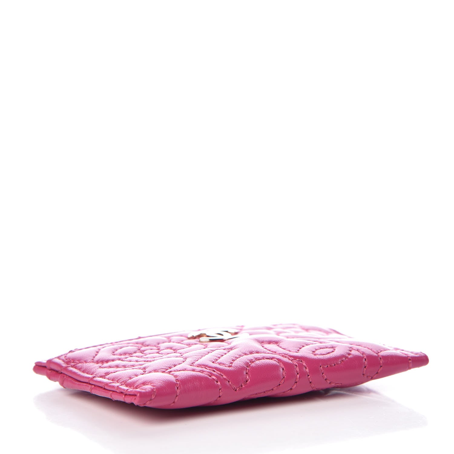 Chanel Lambskin Camellia Embossed Card Holder Fuchsia 4 of 10