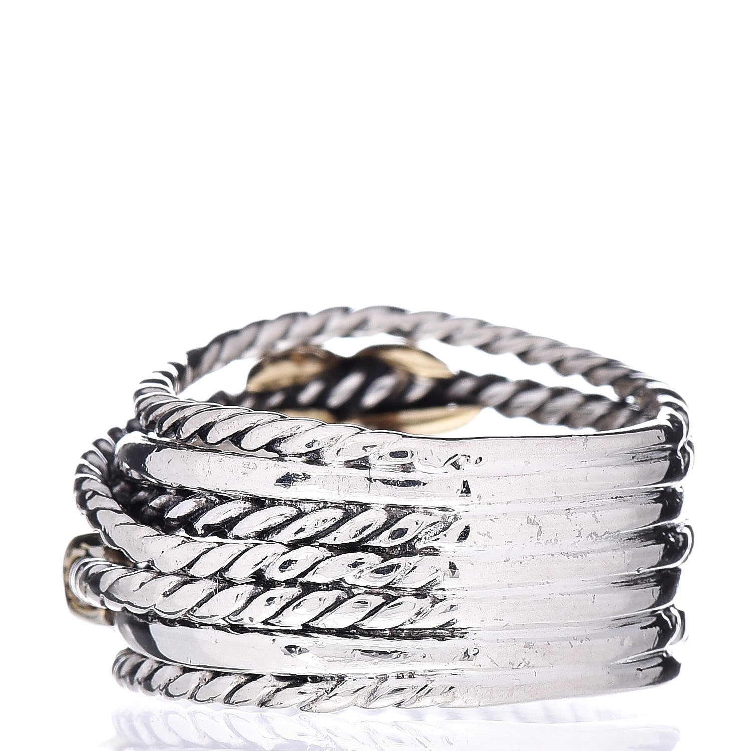 David Yurman Sterling Silver 18K Yellow Gold Double X Crossover Ring 52 6 3 of 4