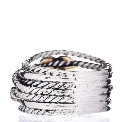 David Yurman Sterling Silver 18K Yellow Gold Double X Crossover Ring 52 6 3 of 4