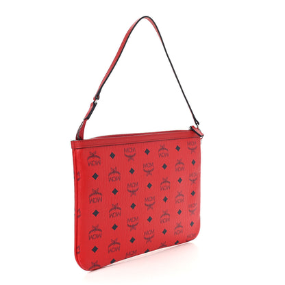 MCM Visetos Liz Shopper Tote Pouch Ruby Red 3 of 9