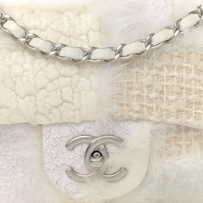 Chanel Tweed Faux Fur Patchwork Medium Single Flap White 8 of 14