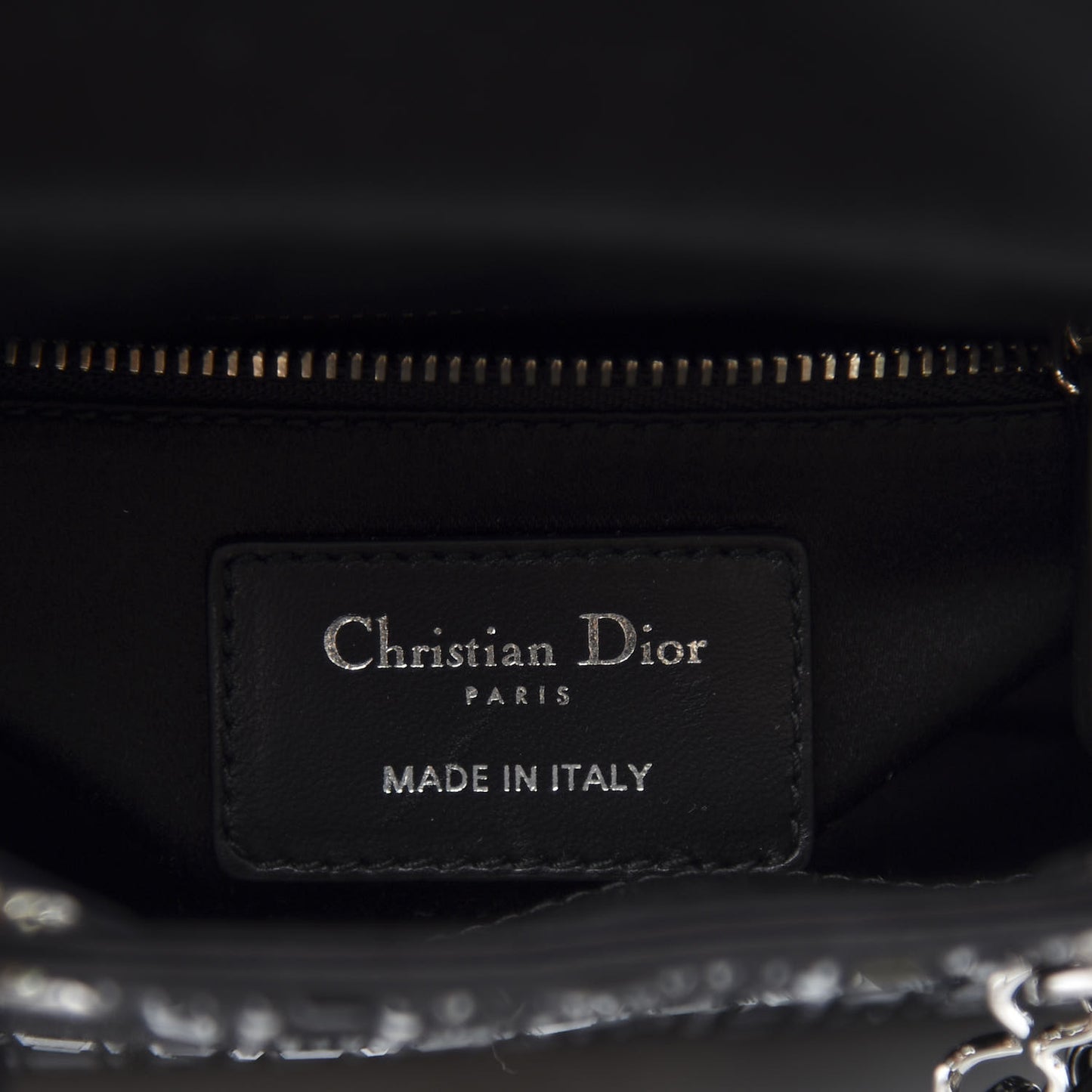 Satin Crystal Cannage Mini Lady Dior Black