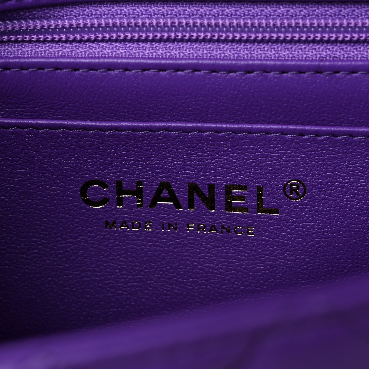 Lambskin Quilted Mini Top Handle Rectangular Flap Dark Purple