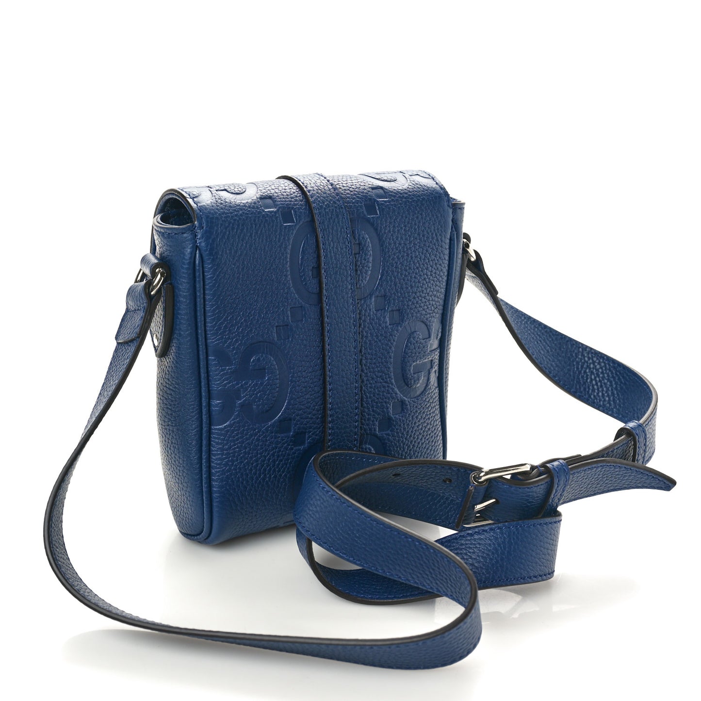 Piuma Calfskin Jumbo GG Embossed Small Messenger Bag Blue