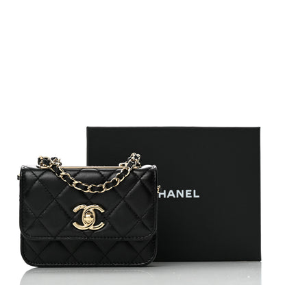 Chanel Lambskin Quilted Trendy CC Card Holder On Chain Black 12 of 12