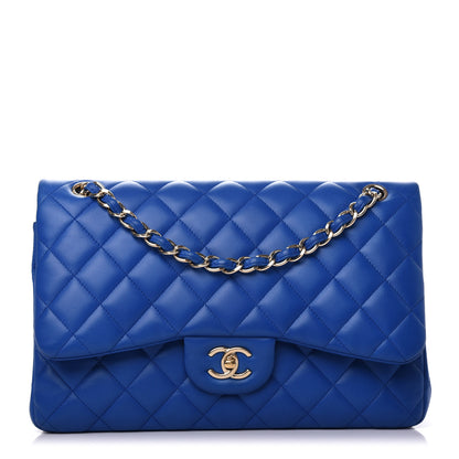 Chanel Lambskin Quilted Jumbo Double Flap Blue 1 of 9