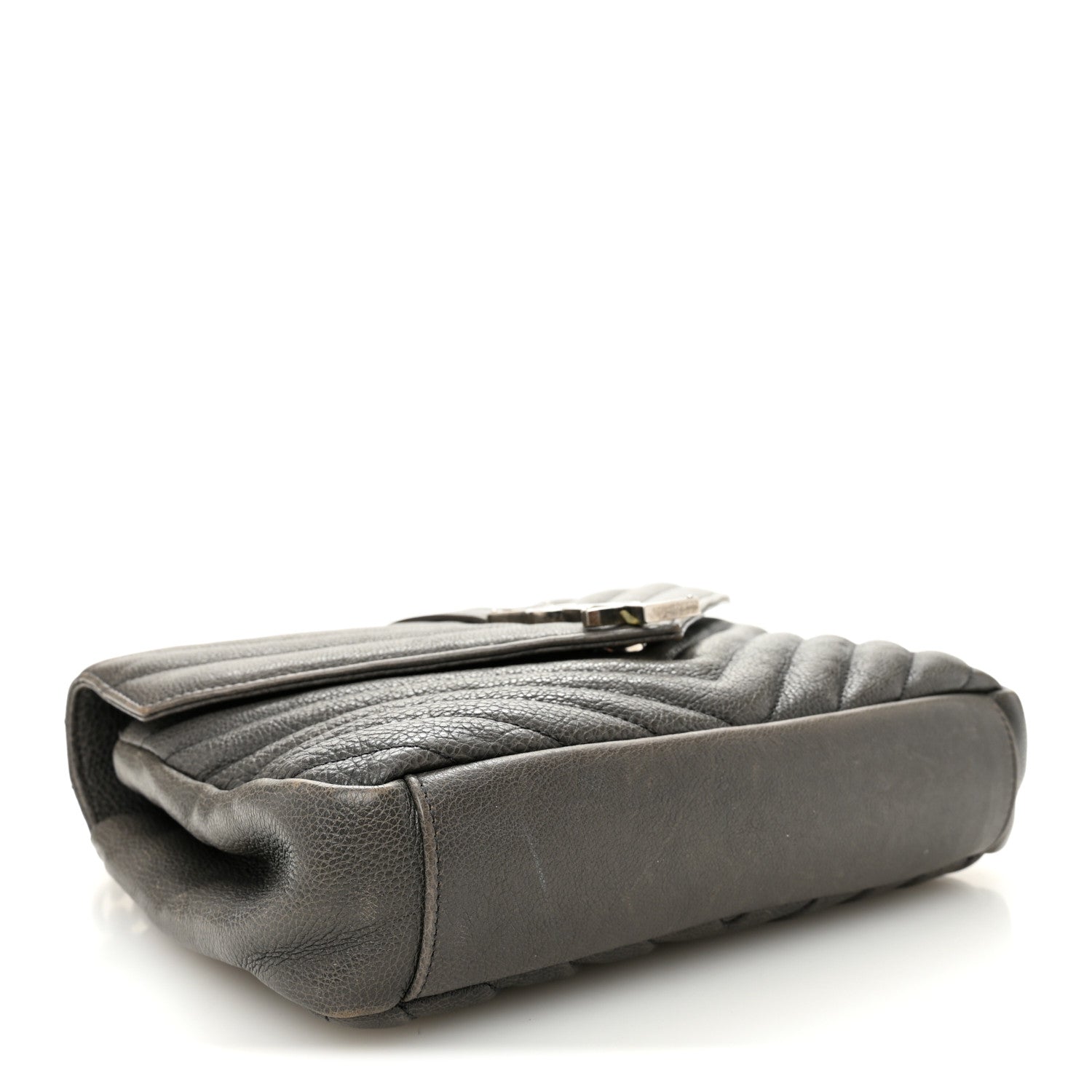 Saint Laurent Sheepskin Matelasse Chevron Monogram Medium College Bag Asphalt 4 of 15