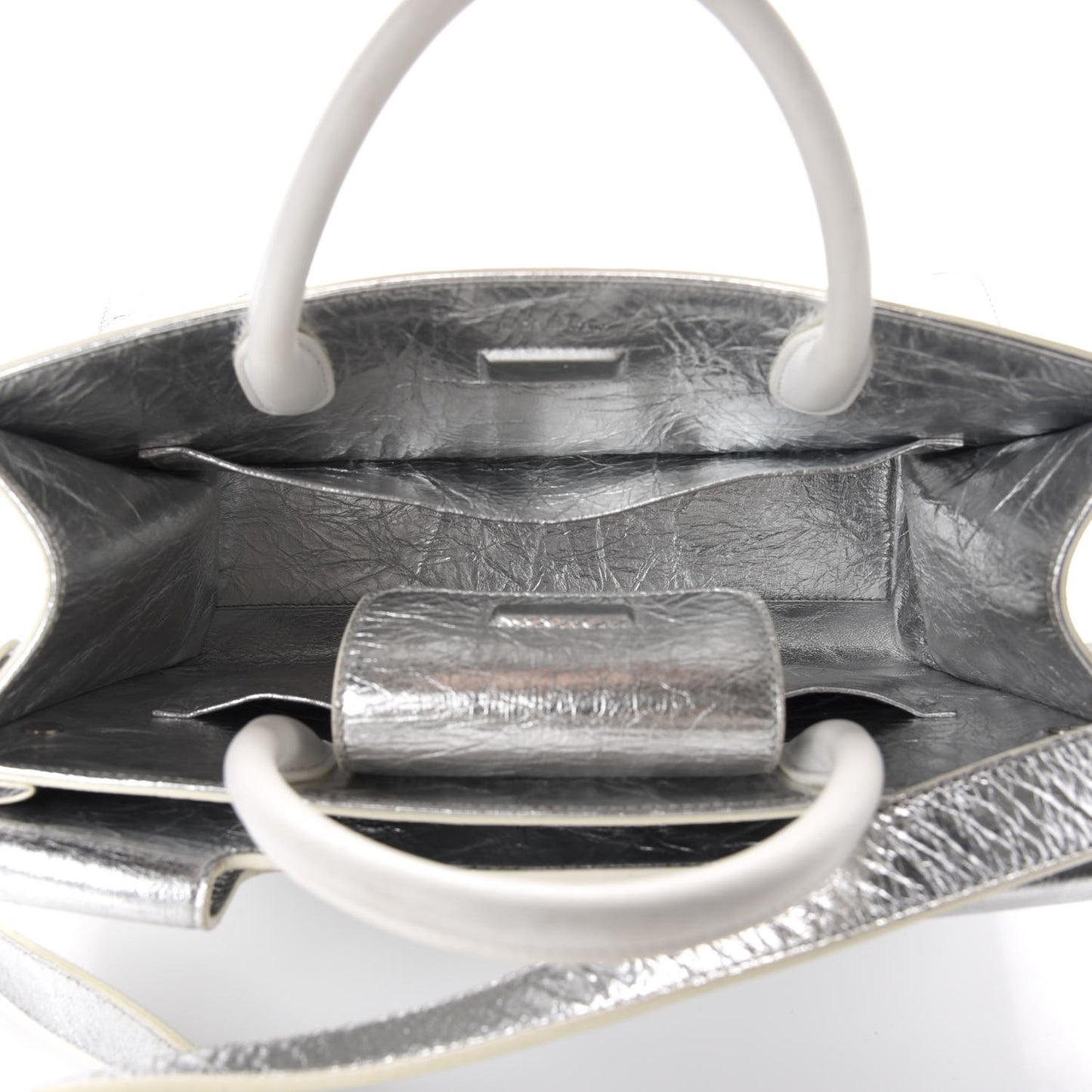 Metallic Calfskin Medium Diorever Flap Silver