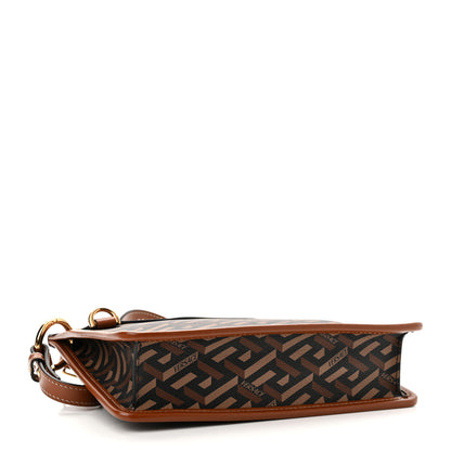 Versace Coated Canvas Medium La Greca Signature Pouch Black Caramel 4 of 9