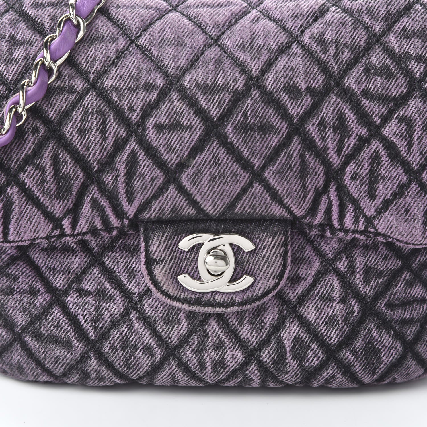Chanel Washed Denim Quilted Small Denimpression Flap Violet Purple Black 10 of 10