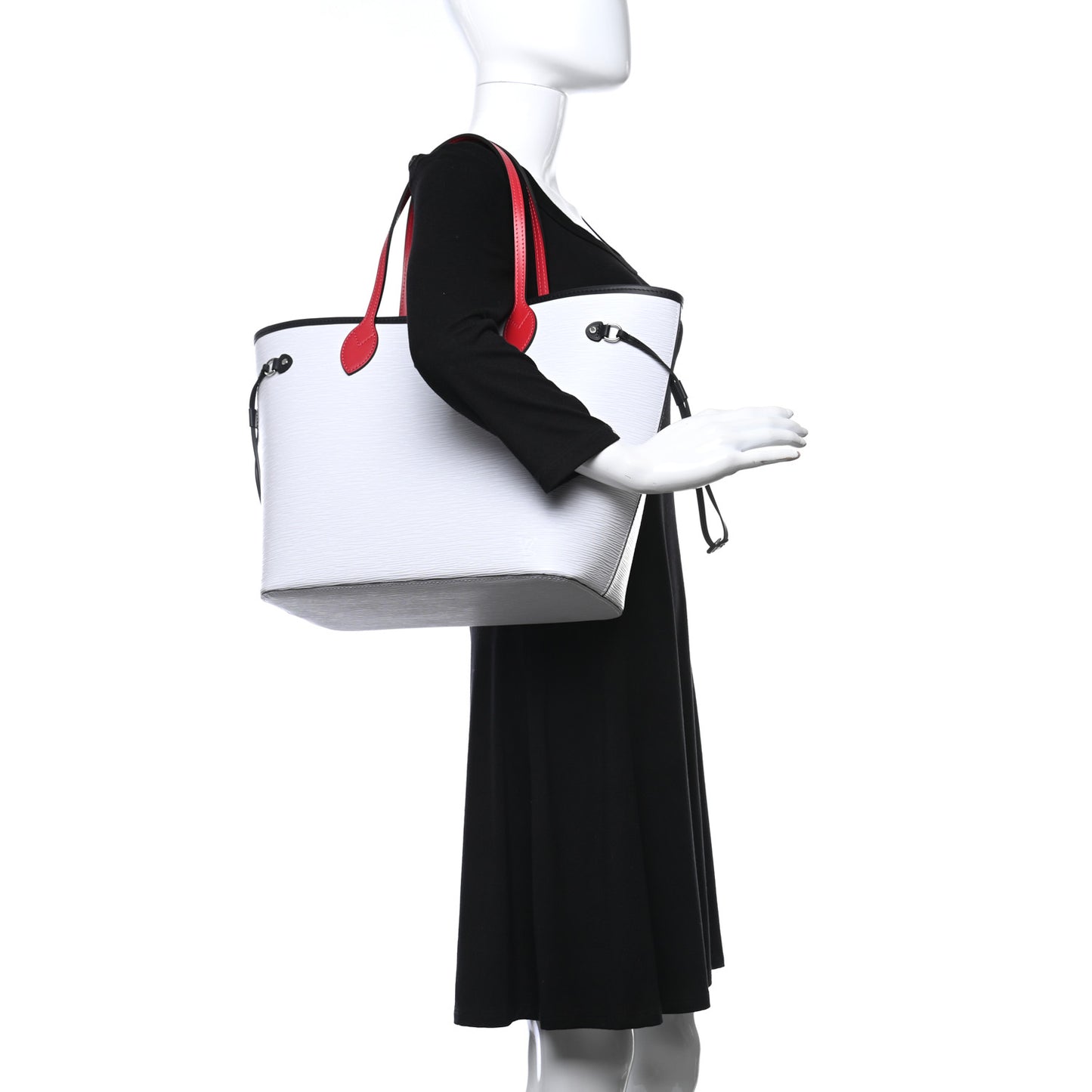 Epi Neverfull MM White Scarlet Black
