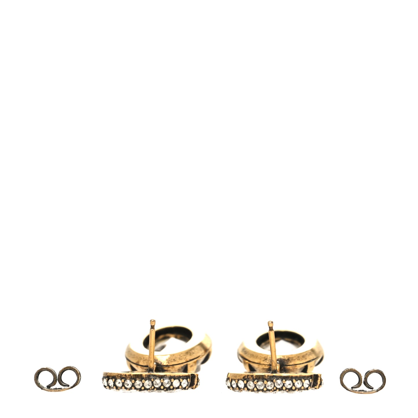 Metal Crystal Double G Drop Earrings Aged Gold