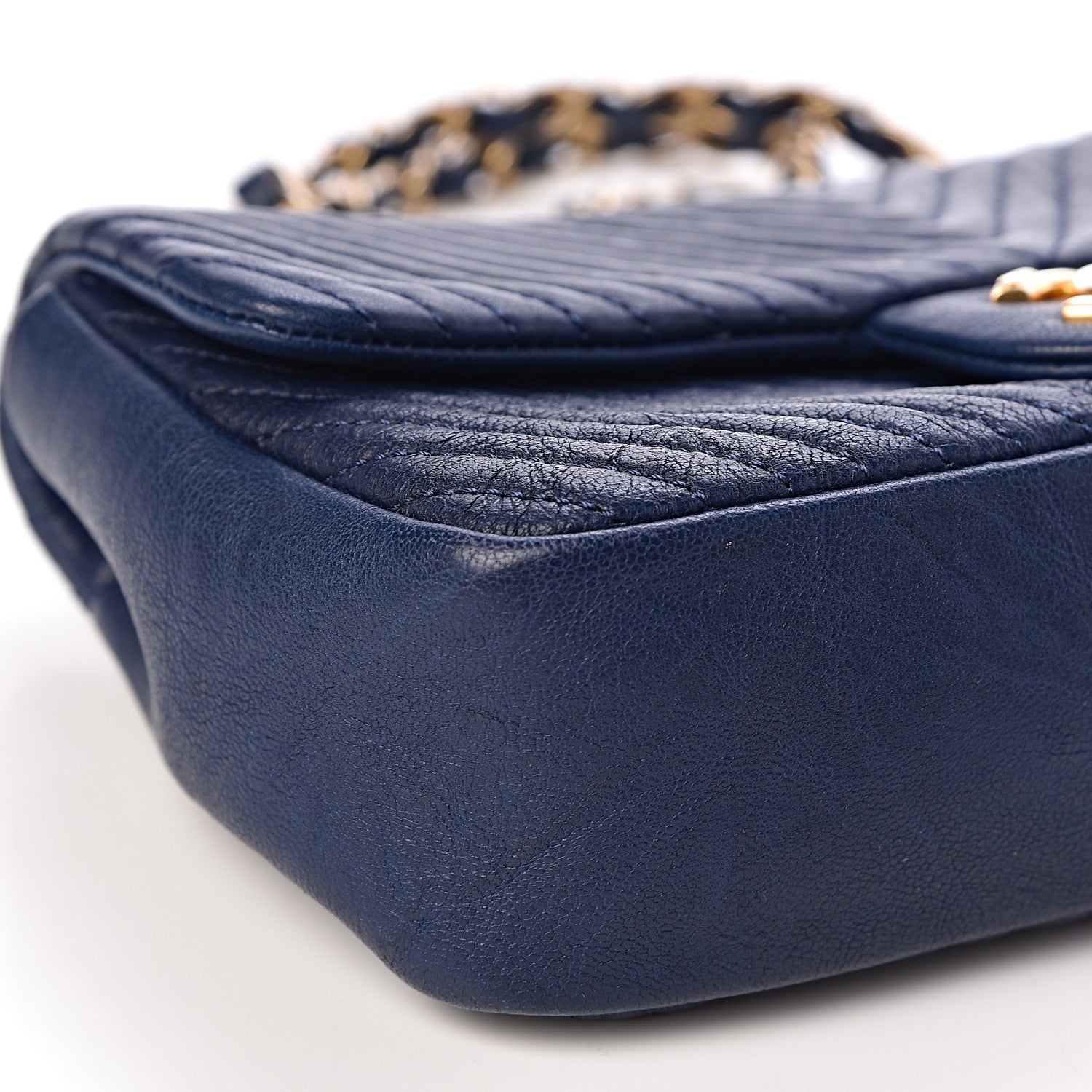 Chanel Lambskin Chevron Quilted Small Flap Navy 9 of 11