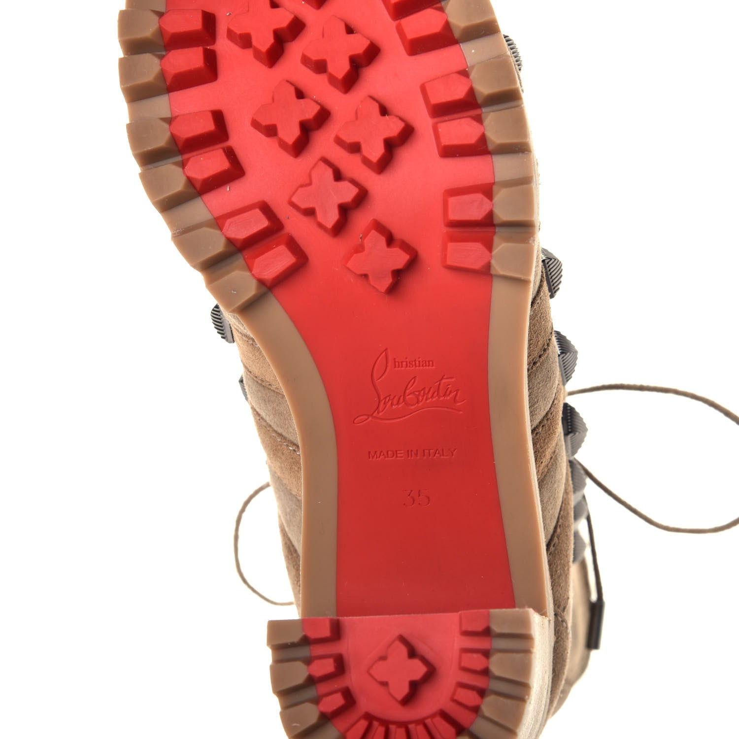 Christian Louboutin Suede Shearling Chaletta 70 Booties 35 Camel 6 of 7