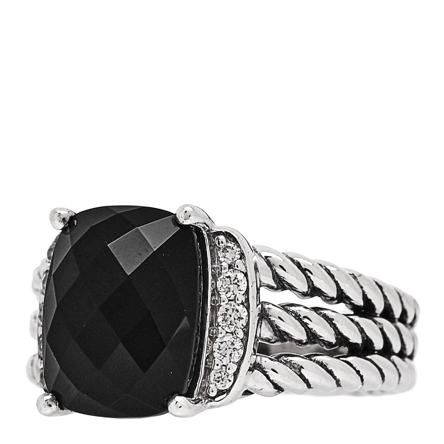 Sterling Silver Diamond Black Onyx 10mm Petite Wheaton Ring 48 4.5
