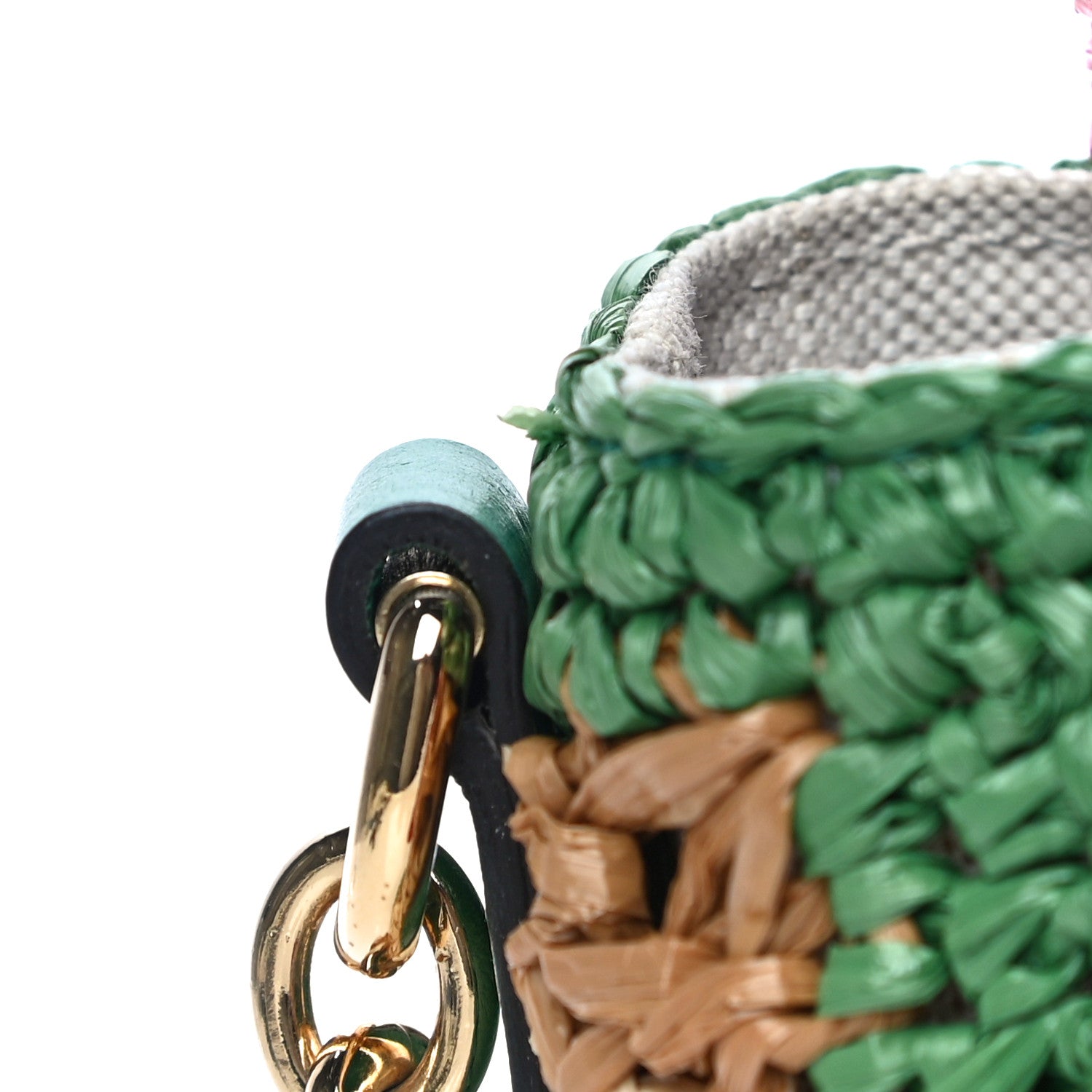 Gucci Raffia Azalea Calfskin Crochet Flower Small GG Marmont Shoulder Bag Natural Ecru Green Red New Shamarock 12 of 12