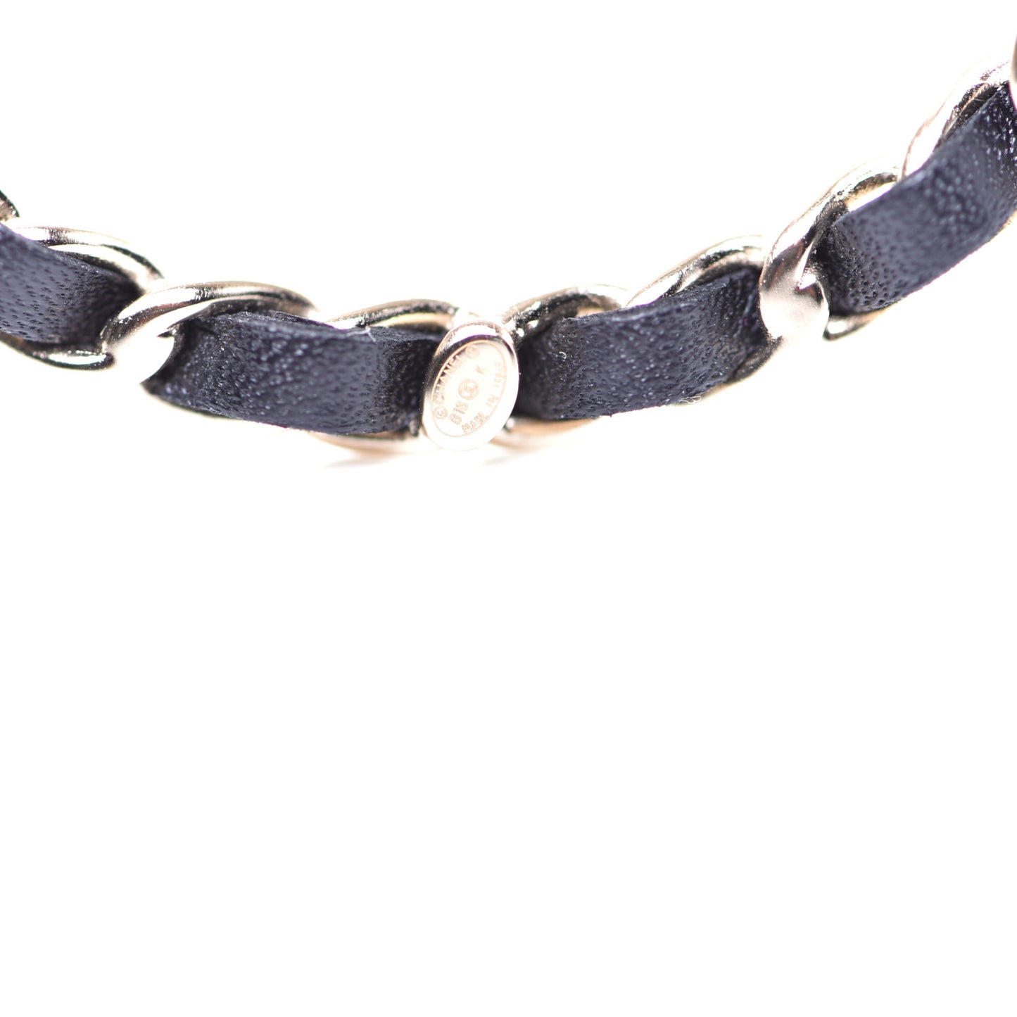 Lambskin Chain Logo Brooch Black Gold