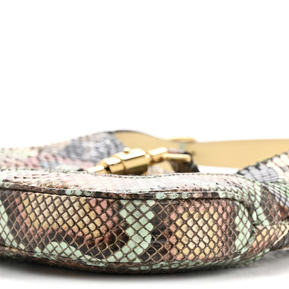 Gucci Snakeskin Calfskin Small Jackie 1961 Hobo Beige Multicolor 10 of 12