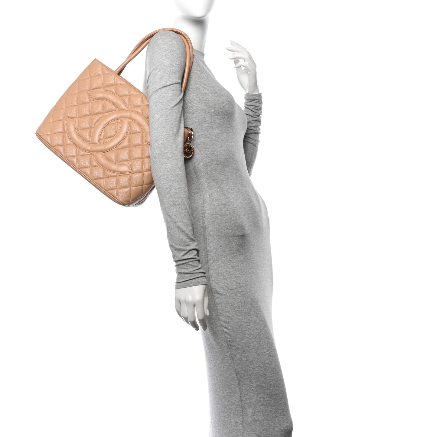 Caviar Quilted Medallion Tote Beige