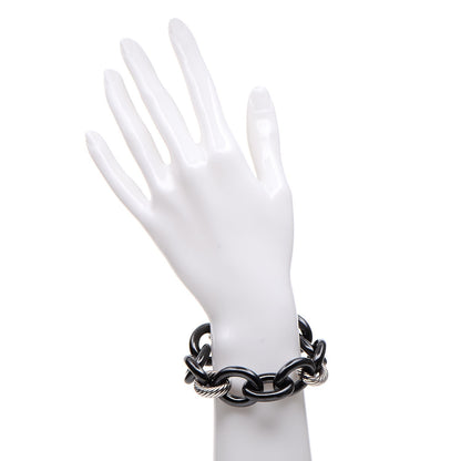 David Yurman Sterling Silver Ceramic Link Bracelet Black 2 of 3