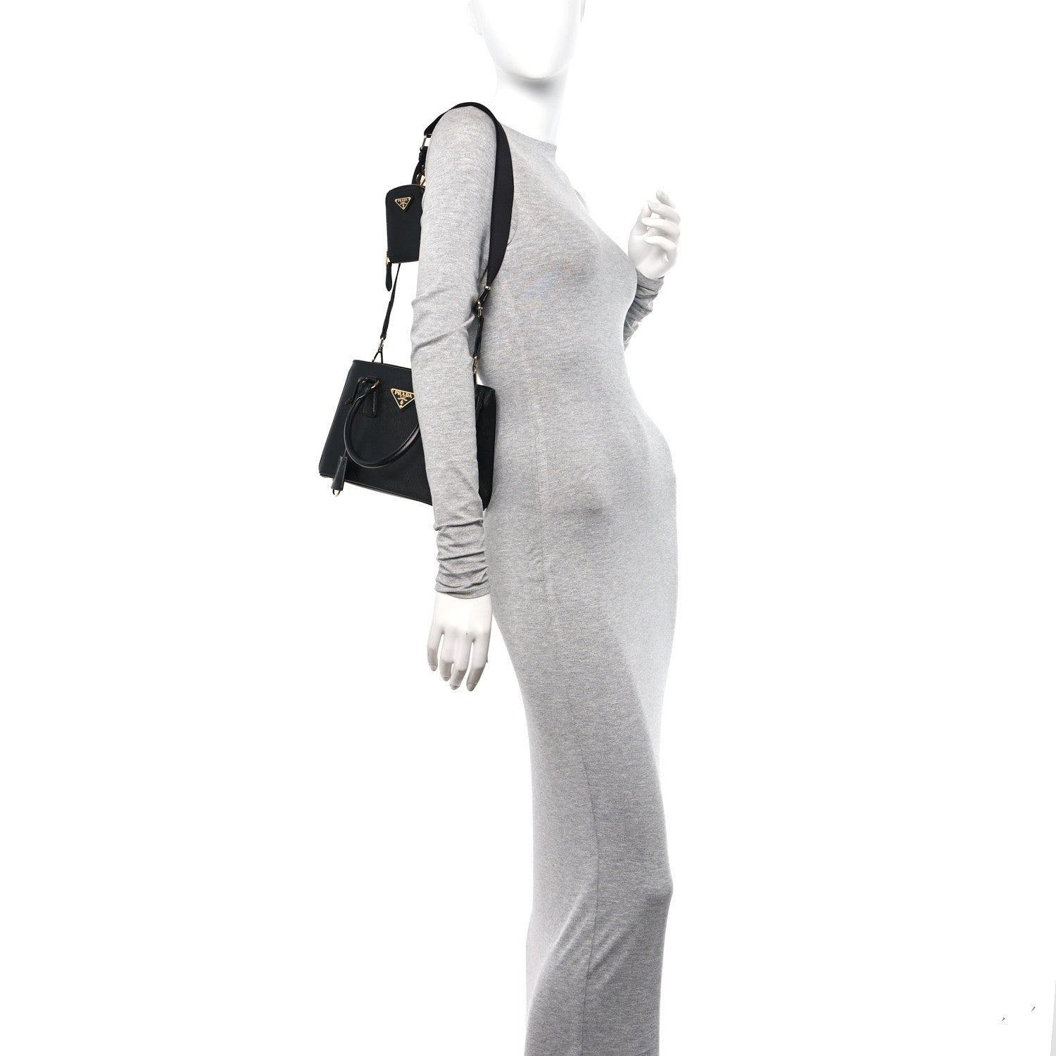 Prada Saffiano Lux Micro Galleria Shoulder Bag Black 2 of 9